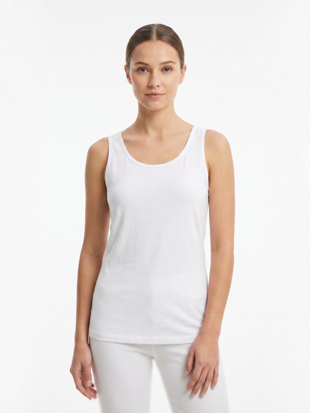 *MyStyle High Back White Tank Top